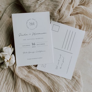 Minimalist Save Our Date Postcard Template Modern Save the Date Postcard Printable Simple Elegant Save the Date Card Instant Canva | Sasha
