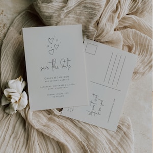 Minimalist Save the Date Postcard Template Modern Save the Date Postcard Printable Cute Funky Save Our Date Instant Canva DIY Postcard Grace