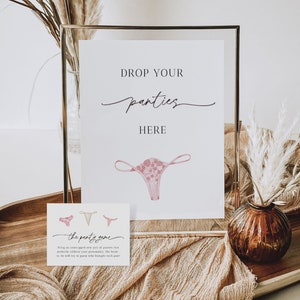 The Panty Game Sign and Card Template, Editable Lingerie Shower Panty Game Sign, Printable Bridal Shower Game Card, Instant Download, Lucia