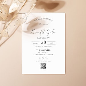 Bella Minimalist Gala Invitation Template, Benefit Dinner Event QR Code Invitation, Editable Gala Invite, Printable Benefit Gala QR Flyer