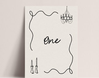 Table Number Sign Template Hand Drawn Table Number Sign Retro Wedding Sign Table Signage Handwritten Table Number Wedding Reception Margot