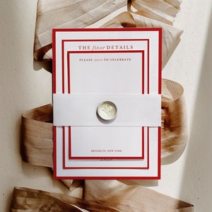 Red and White Wedding Invitation Template Suite Red Wedding Invite Stacked Suite Christmas Wedding Stationery With Red Border Ezra