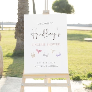 Lucia Lingerie Shower Sign Template, Lingerie Bridal Shower Welcome Sign, Customizable Lingerie Shower Poster, Printable Bridal Shower Sign