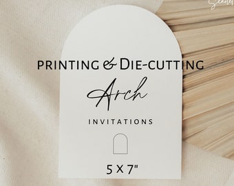Printing and Die-cutting for 5 x 7" Arch Invitations, Arch Cards, Printed Menus, 130lb Uncoated Cover Stock