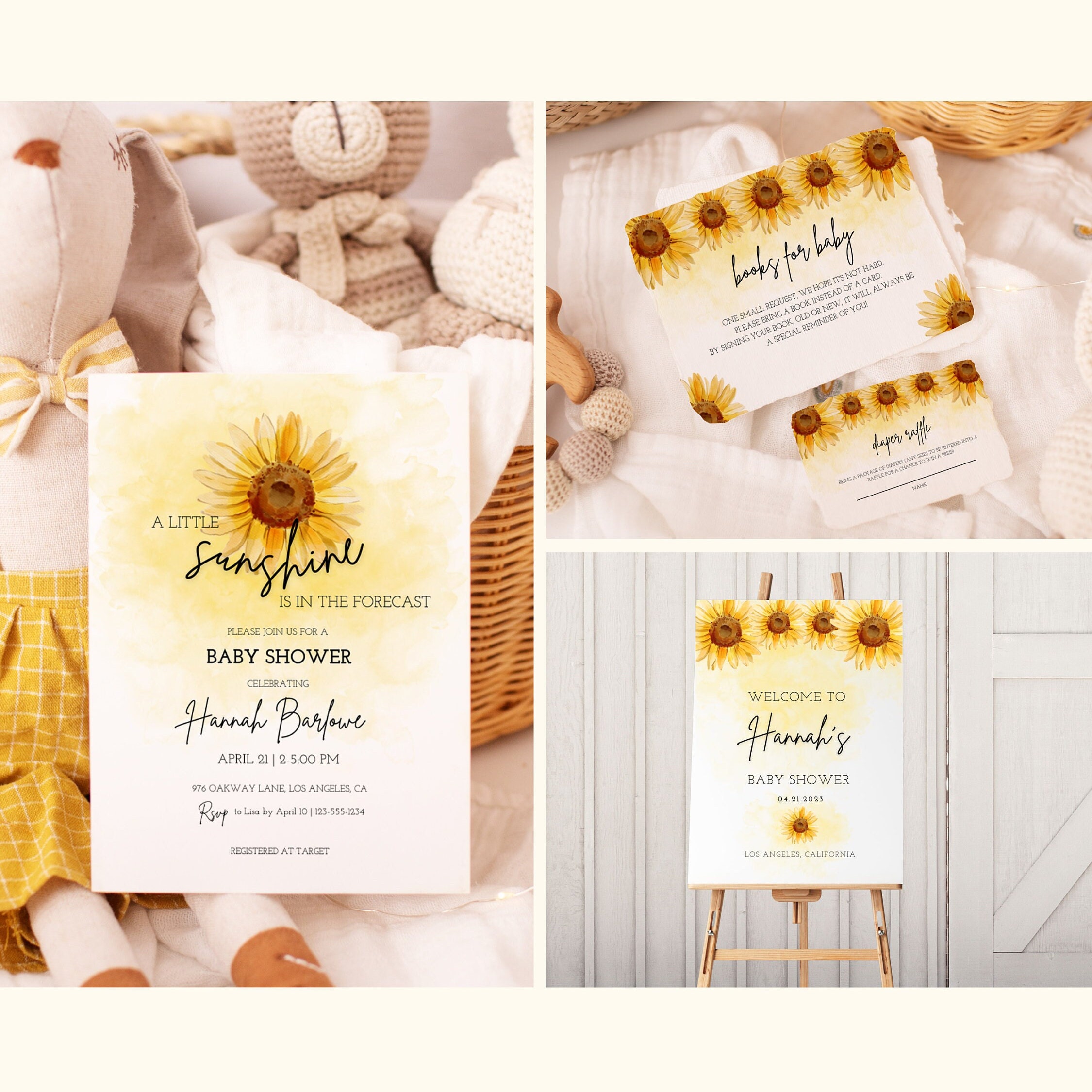 Sunshine Baby Shower Invitation Template Suite Sunflower Baby Shower Package A Little Sunshine Sunshine Baby Shower Sign