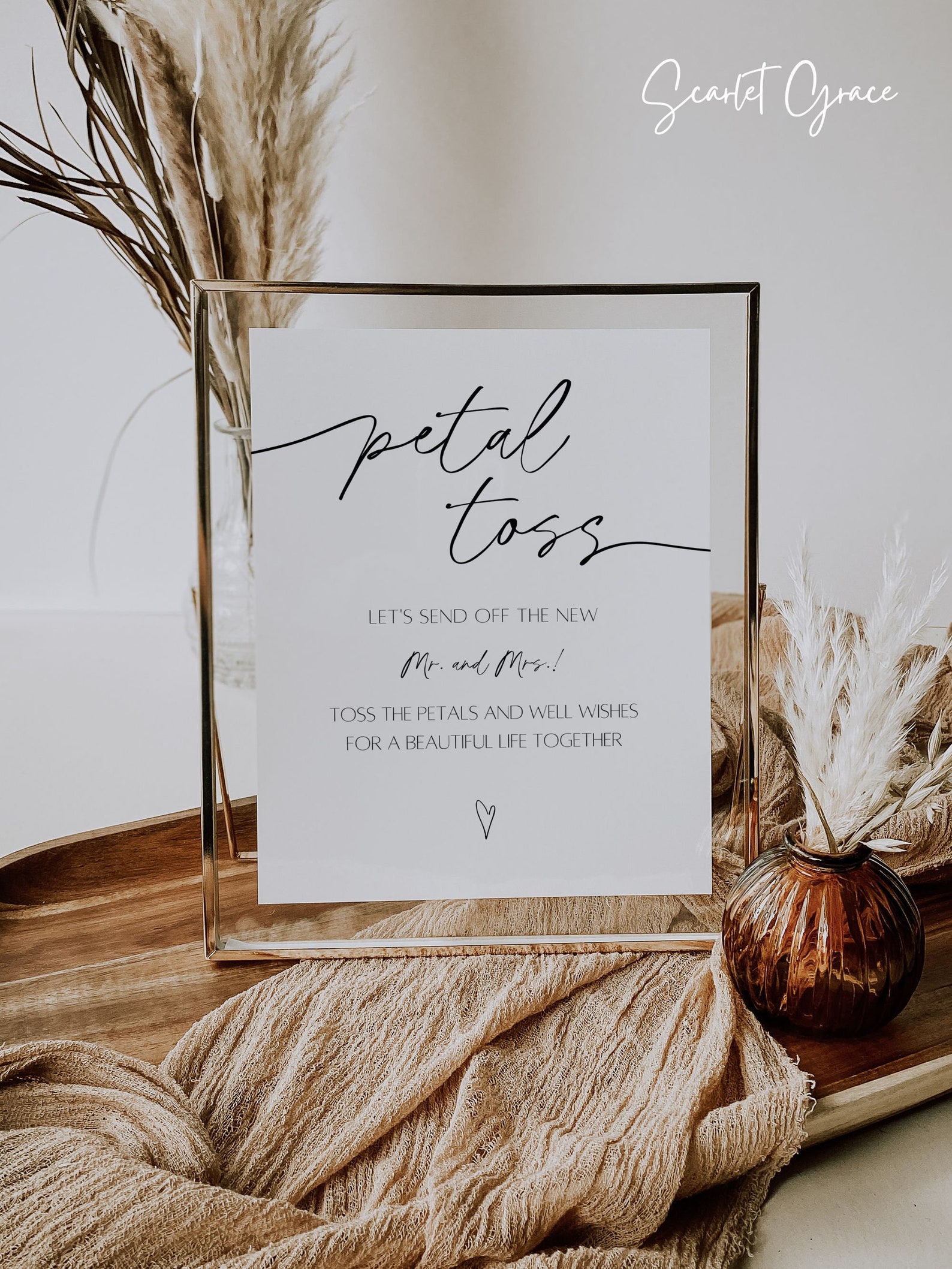 Petal Send Off Petal Toss Sign Template Minimalist Petal Send off Sign Printable ...