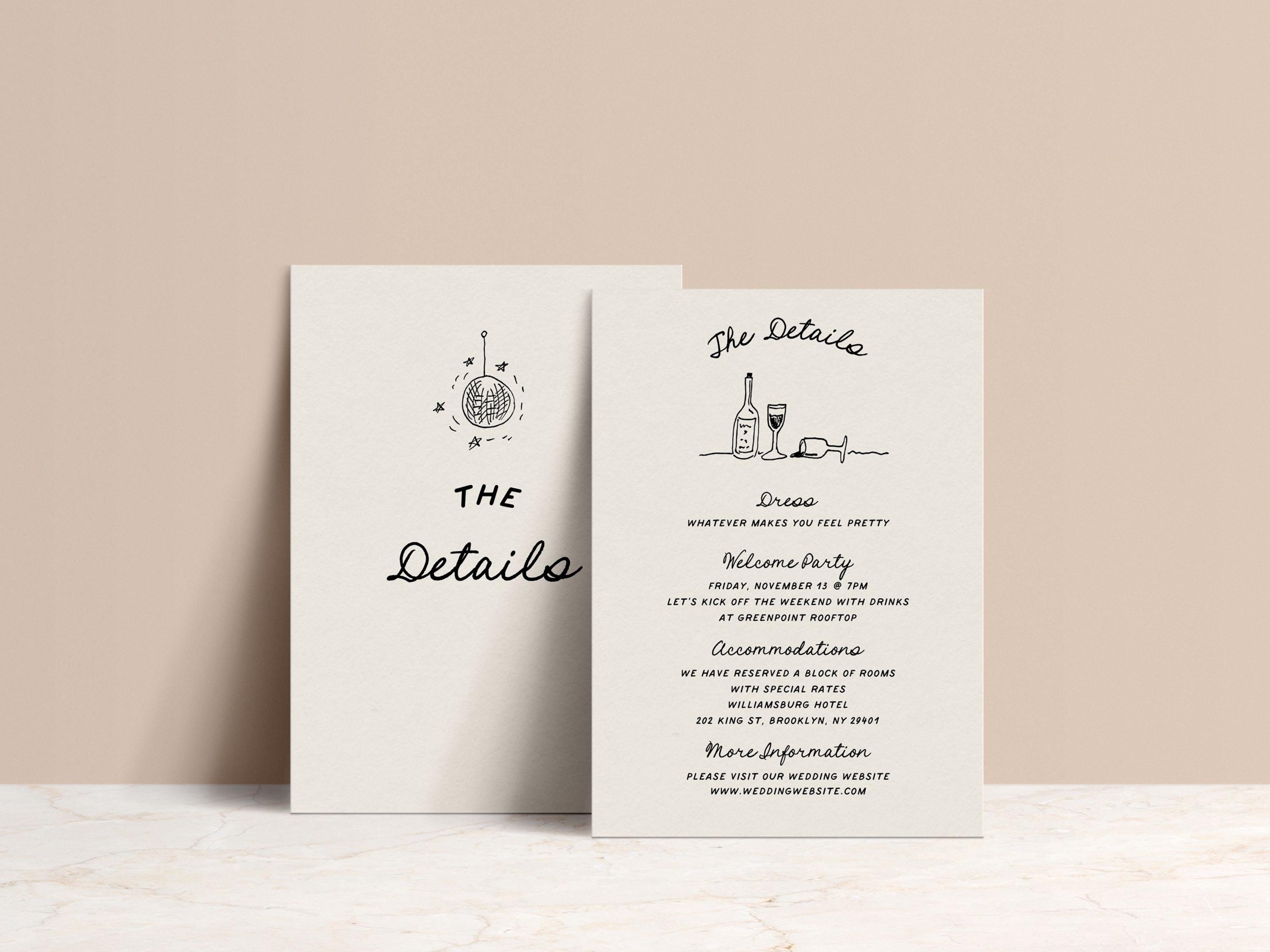 Hand Drawn Wedding Invitation Template Suite Scribble Illustrations ...