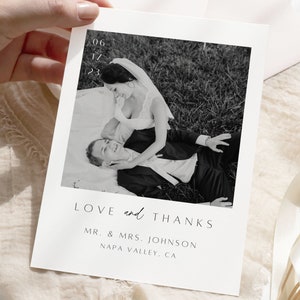 Minimalist Wedding Photo Thank You Postcard Template Modern Wedding ...