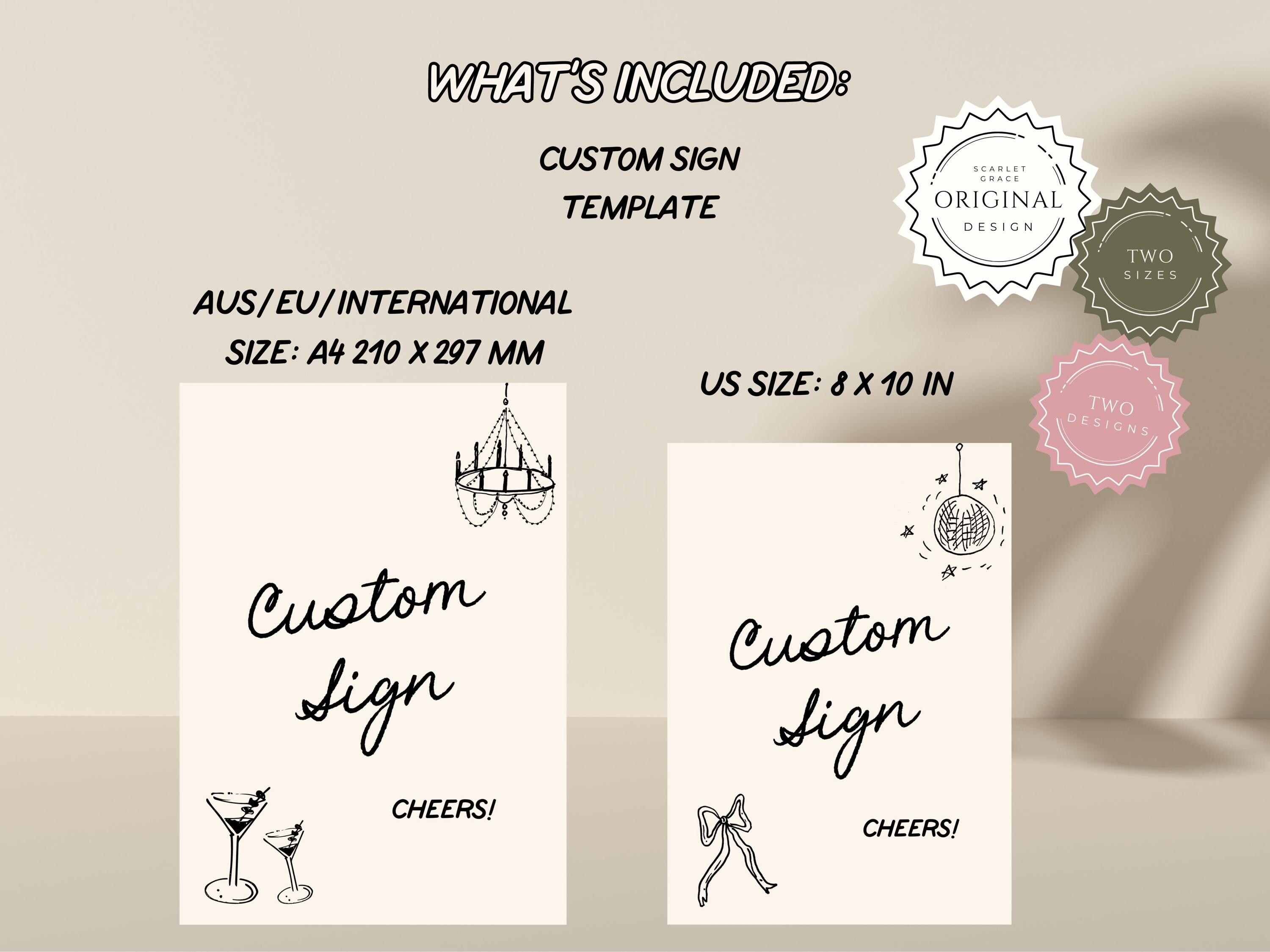 Custom Sign Template Hand Drawn Illustration Retro Custom Wedding Sign ...