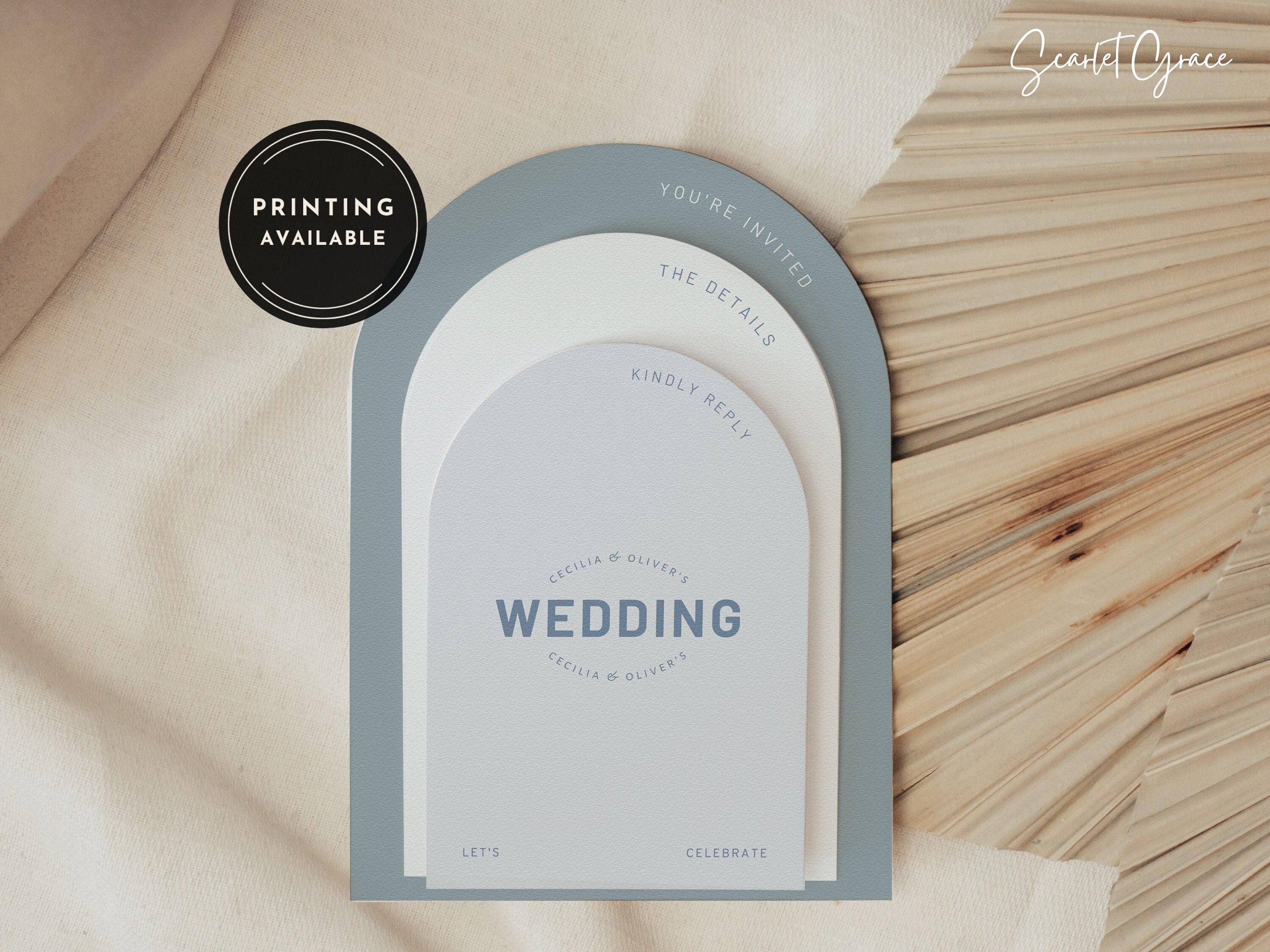 Arch Wedding Invitation Set Template Winter Wedding Invitation Retro ...