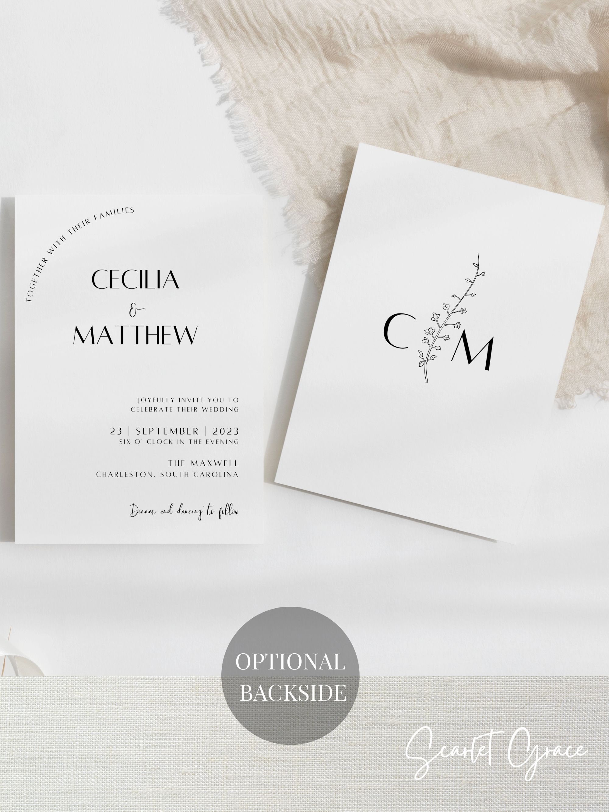Wedding Invitation QR Code Rsvp Minimalist Wedding Invite Suite ...