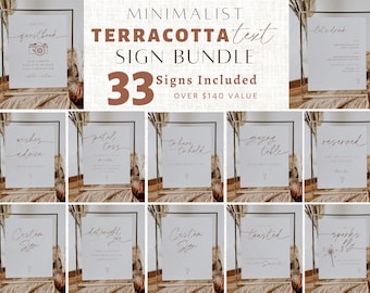 Boho Wedding Signs Bundle Terracotta Minimalist Wedding Signs Template Bundle Boho Printable Wedding Signs DIY Reception Signs Editable Mara
