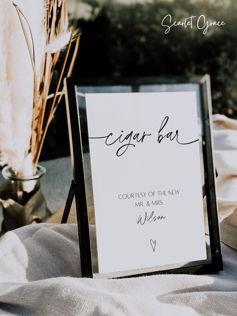 Cigar Bar Sign Template, Wedding Favors Cigar Sign, Editable Cigar Bar ...