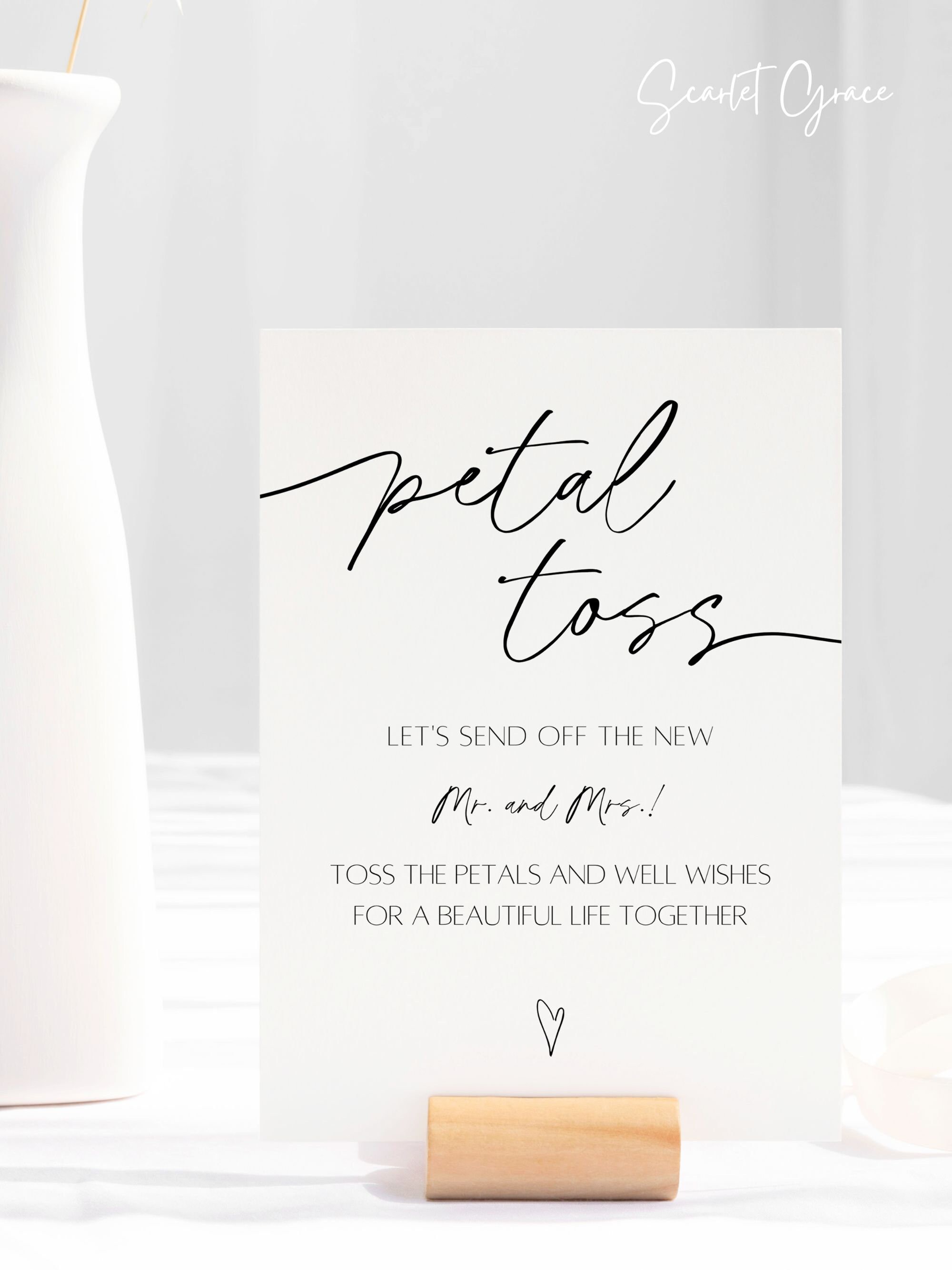 Petal Send Off Petal Toss Sign Template Minimalist Petal Send off Sign Printable ...