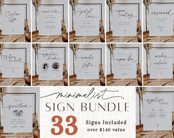 Minimalist Wedding Signs Bundle Boho Wedding Signs Template Bundle Modern Printable Wedding Signs DIY Boho Reception Signs Editable Mara