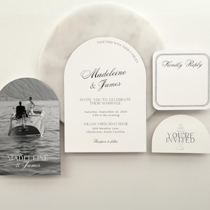 Old Money Wedding Invitation Arch Template Suite Arch Photo Wedding Invitation Modern Black and White Classic Invite Hand Drawn Madeleine