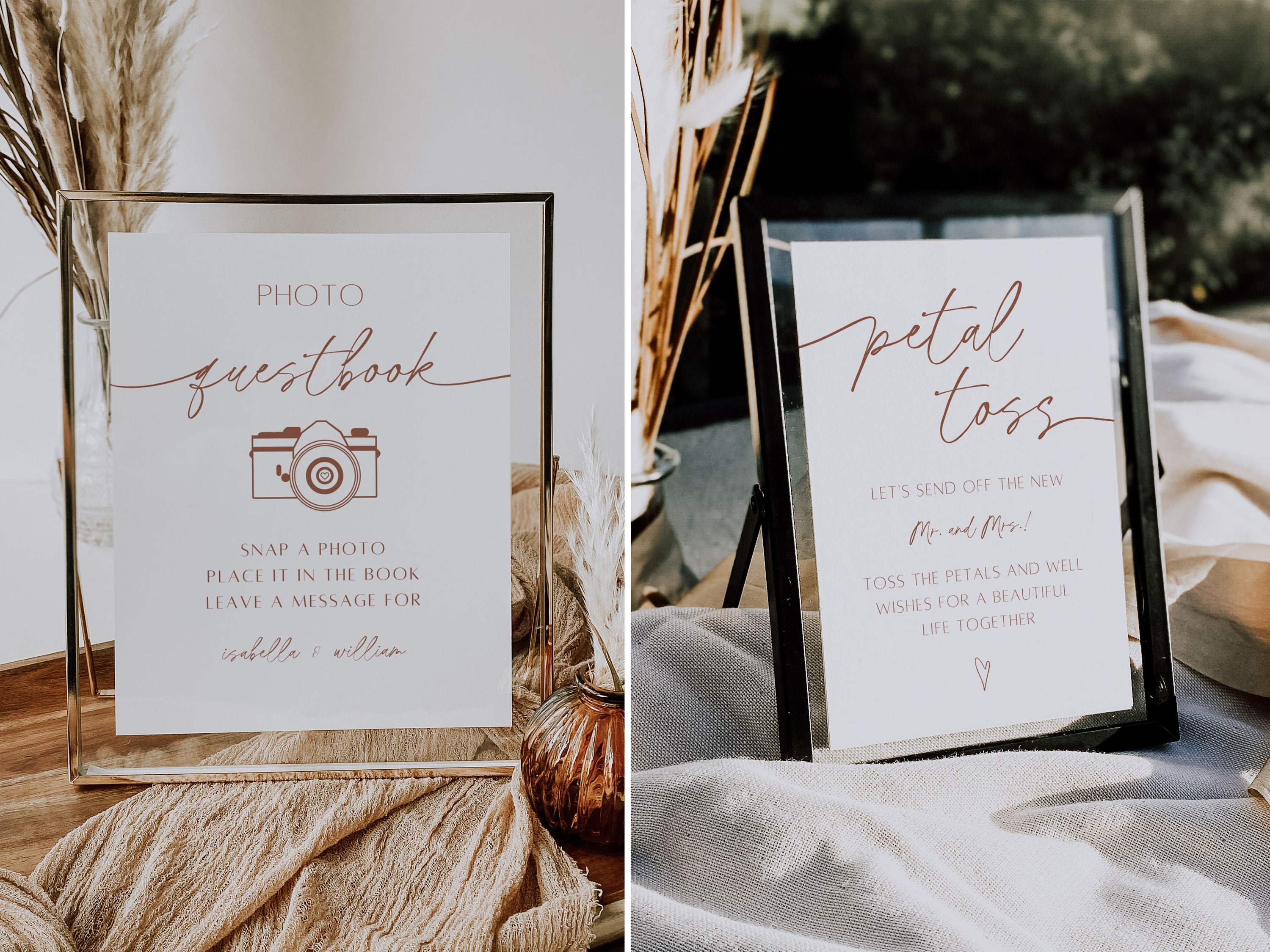 Boho Wedding Signs Bundle Terracotta Minimalist Wedding Signs Template ...