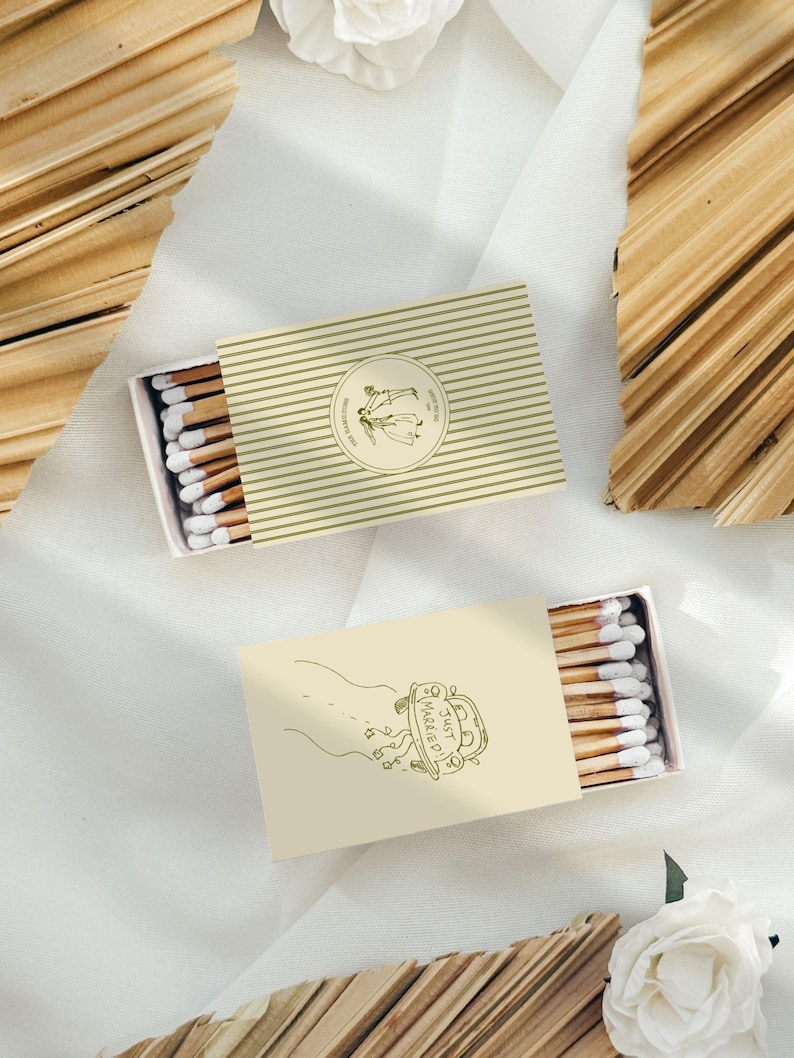 Personalized Wedding Matchbooks, Hand Drawn Matchboxes, Custom Wedding ...