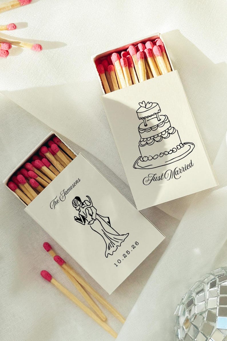 Handmade Match Set Personalized Wedding Matches, Hand Drawn Matchboxes, Custom Wedding ...
