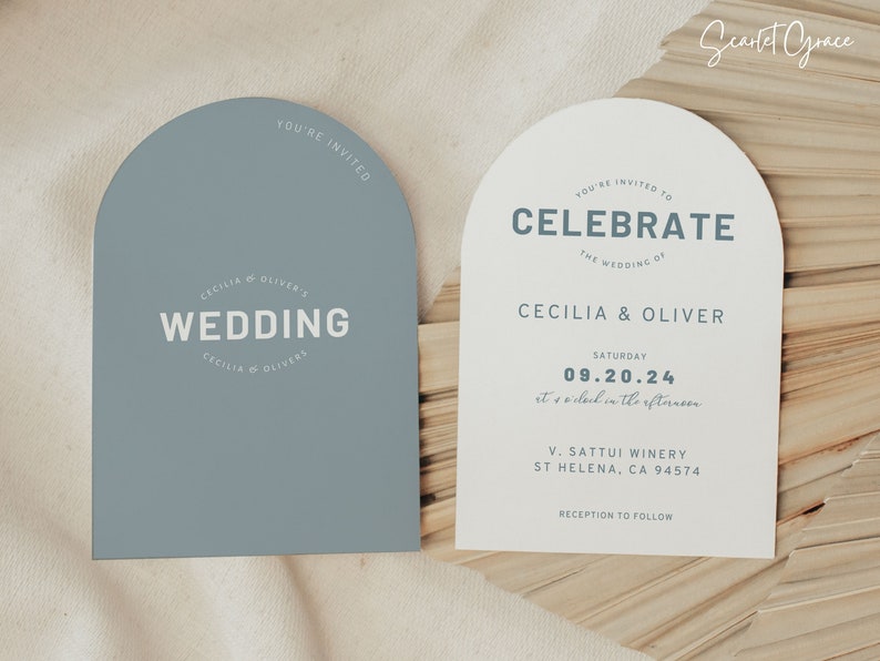 Arch Wedding Invitation Set Template Winter Wedding Invitation Retro ...