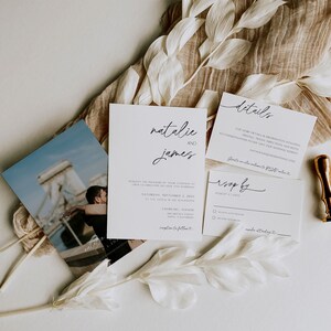 Minimalist Photo Wedding Invitation Template Photo Wedding Minimalist Invite Modern Wedding Invite Suite Simple Wedding Evite Boho DIY Mara