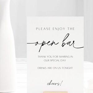Open Bar Sign Printable, Editable Open Bar Wedding Sign Template ...