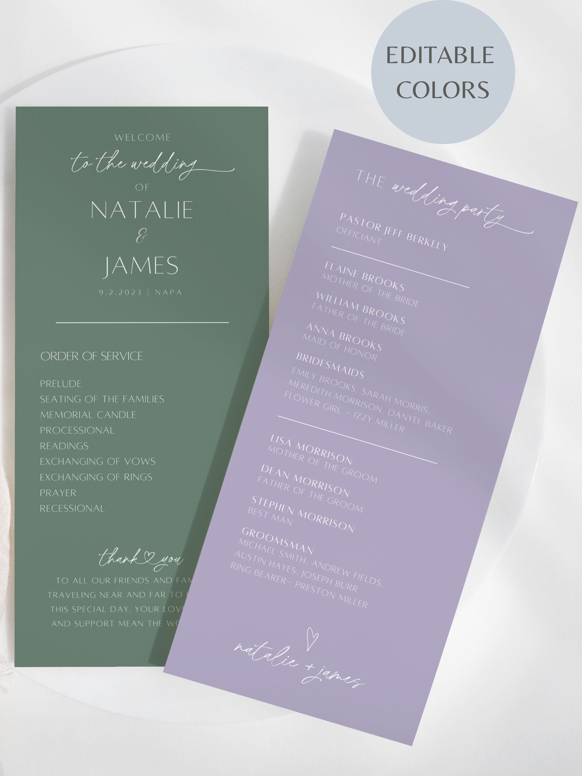Modern Wedding Program Template Minimalist Order of Service Printable ...