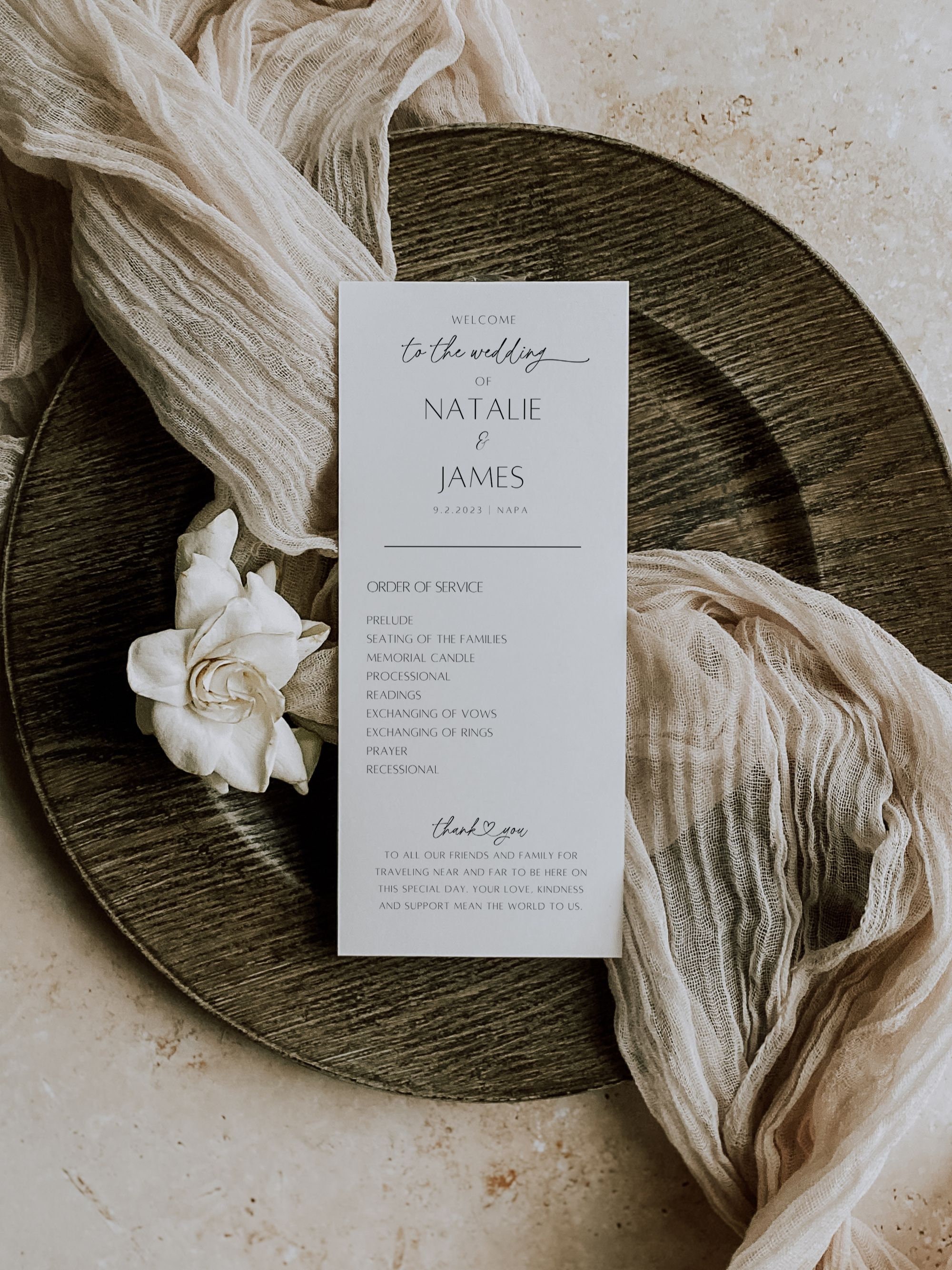 Modern Wedding Program Template Minimalist Order of Service Printable ...