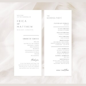 Modern Wedding Program Template Minimalist Order of Service Ceremony Program Card Printable Elegant Wedding Party Program Edit in Canva Elle