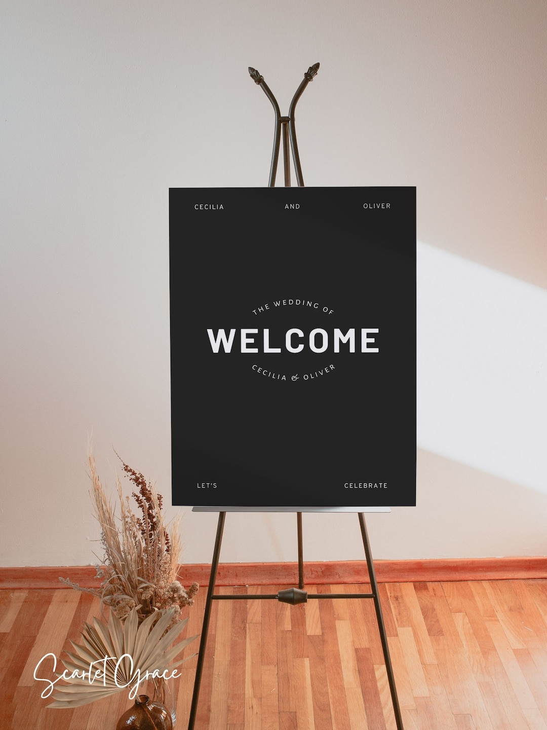 Wedding Welcome Sign Template Funky Wedding Sign Black Modern Wedding ...