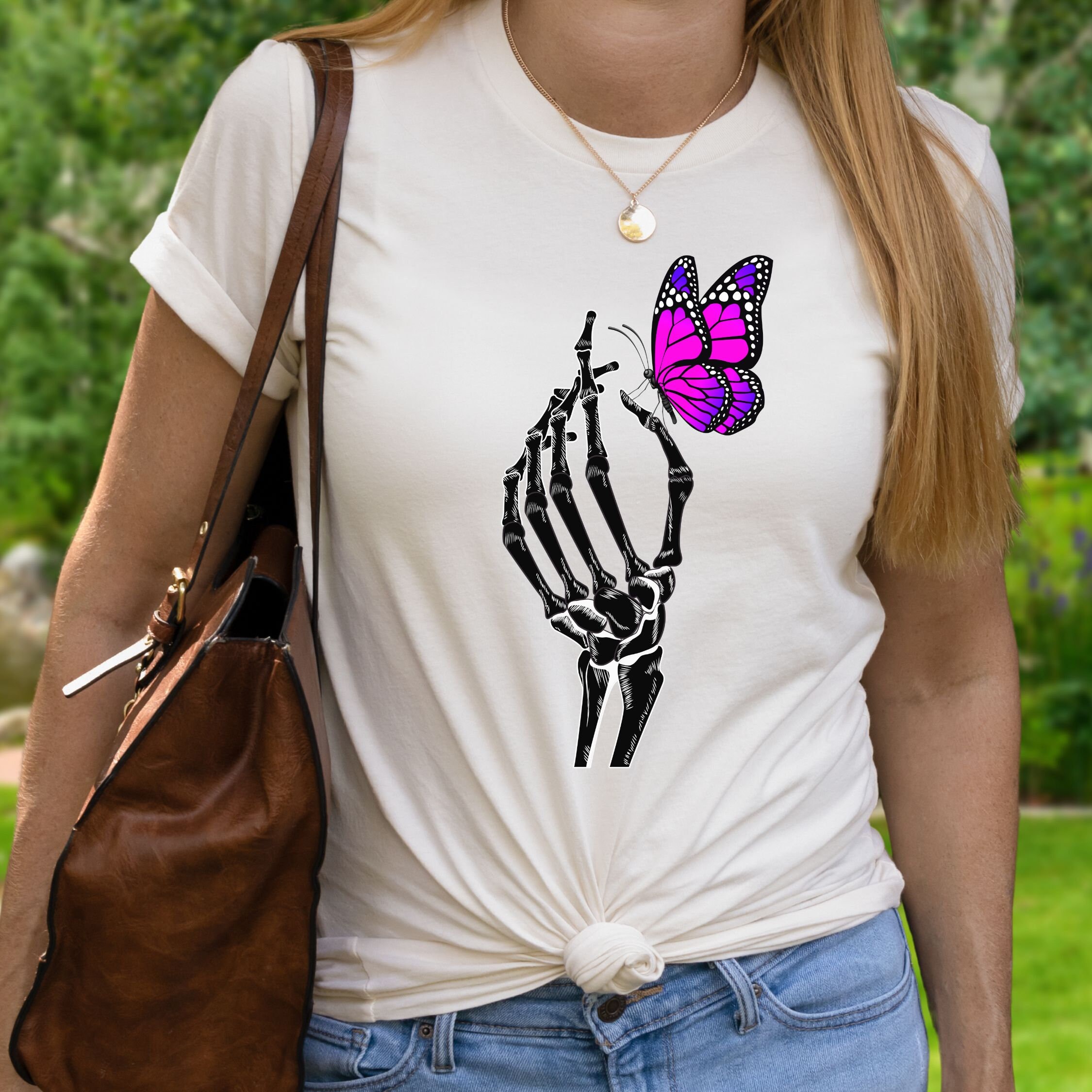 Discover Skeleton Hand Butterfly Shirt | Goblincore T Shirt | Fairycore T shirt | Mom Birthday Gift | Grunge Shirt | Gift for her | Spooky Shirt