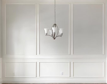 Wainscoting Paneling Kit -Easy-to-Install- 3 Upper Rectangles and 3 Bottom Frames in our Pre-Cut, Factory-Primed Wall Molding Package