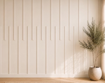 Modern Vertical Wall Molding, Pre-cut Wall Paneling Moulding Kit, Ready-to-Assemble Wainscoting Frames