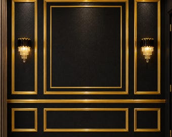 Moldura de pared dorada brillante, proyecto de bricolaje (240 cm de largo)