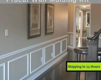Pre-Cut Wainscoting Kit: Peel and Stick Accent Wall Molding