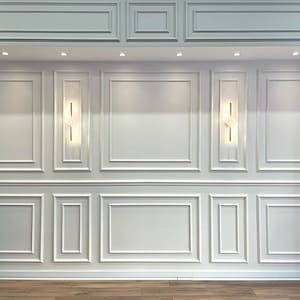 Moldura de pared de poliestireno blanco forrado Paneles de revestimiento de madera Paneles de pared decorativos - 4W x L 120cm 10 Piezas Moldura de pared
