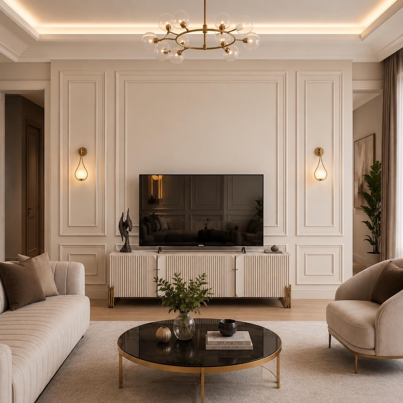 Wall Molding Package Ready to Assemble, Pre-Cut Factory Primed, Wall Paneling Kit - Nested Rectangle Wainscoting Panels, Wall Moulding Kit image 2