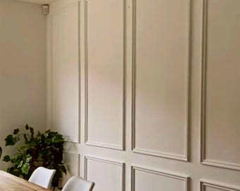Wall Molding Package Ready To Assemble, Pre-Cut Factory Primed, Wall Paneling Kit - 3 Upper and 3 Bottom Rectangles Wainscoting Panels