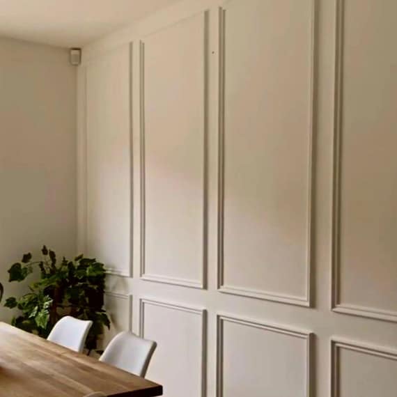 Wall Molding Package Ready To Assemble, Pre-Cut Factory Primed, Wall Paneling Kit - 3 Upper and 3 Bottom Rectangles Wainscoting Panels