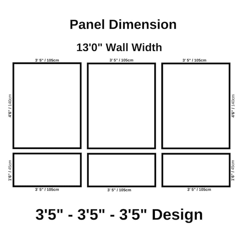 Primed Wall Moulding Kit Wainscoting Kit - Pre-cut Wall Paneling Kit - French Molding-Accent Wall Molding Trim - 3 Frames Design, Wall Kit 3,5'- 3,5'- 3,5'