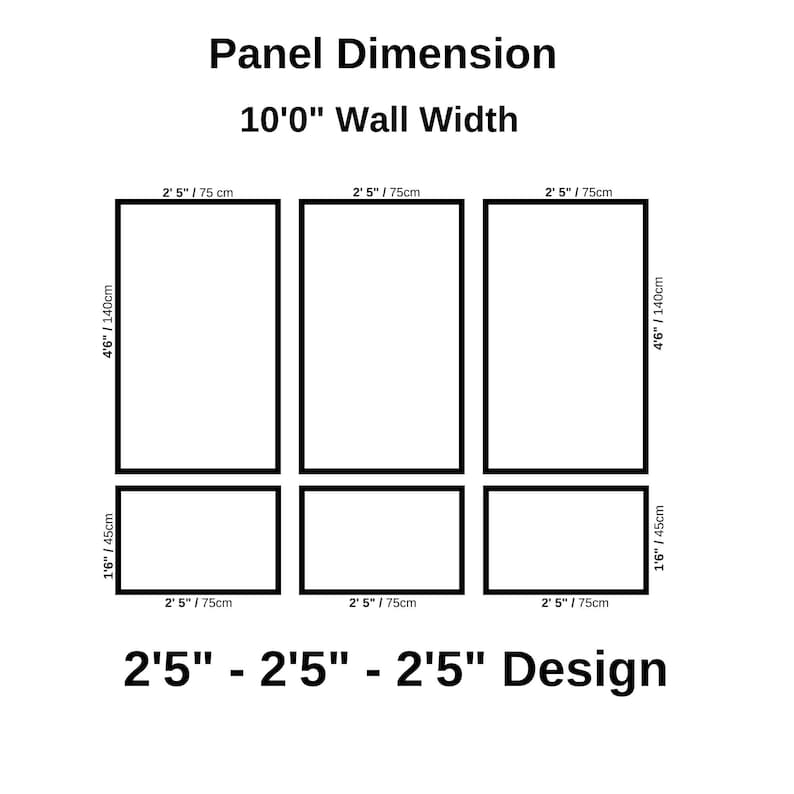 Primed Wall Moulding Kit Wainscoting Kit - Pre-cut Wall Paneling Kit - French Molding-Accent Wall Molding Trim - 3 Frames Design, Wall Kit 2,5'- 2,5'- 2.5'