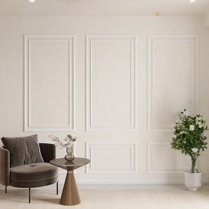 Paquete de molduras de pared listo para ensamblar, kit de paneles de pared precortados, imprimados de fábrica, paneles de revestimiento rectangulares anidados, kit de bricolaje
