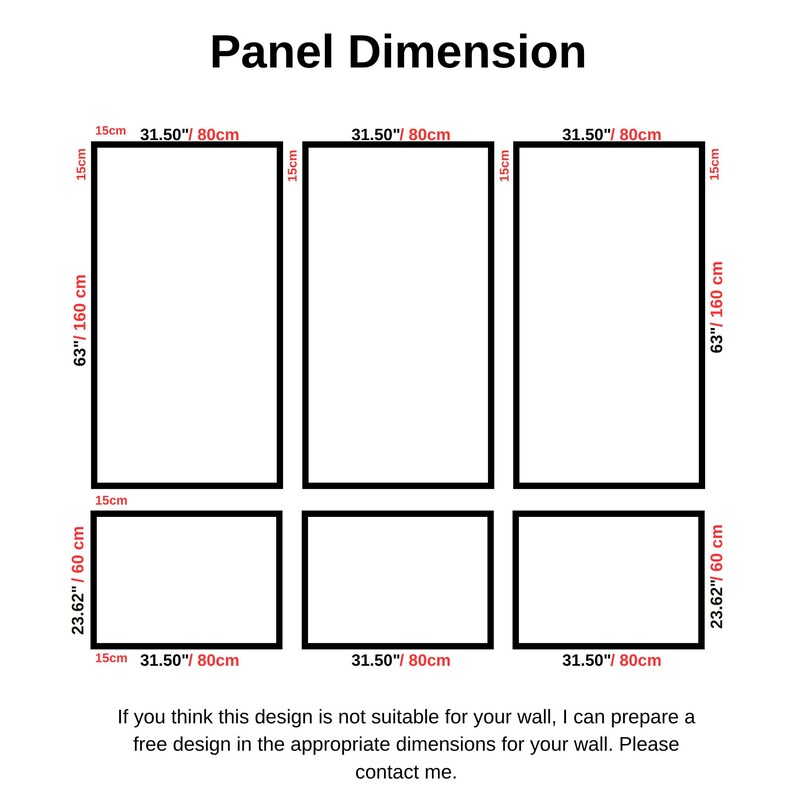 Wall Molding Package Ready To Assemble, Pre-Cut Factory Primed, Wall Paneling Kit - 3 Upper and 3 Bottom Rectangles Wainscoting Panels image 2