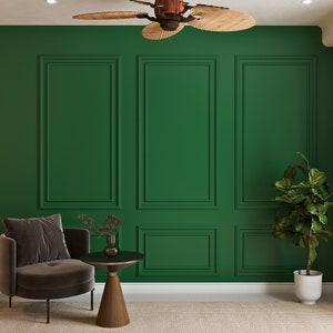 Wall Molding Package Ready To Assemble, Pre-Cut Factory Primed, Nested Rectangle Wainscoting Panels Vertical rectangle wall molding package