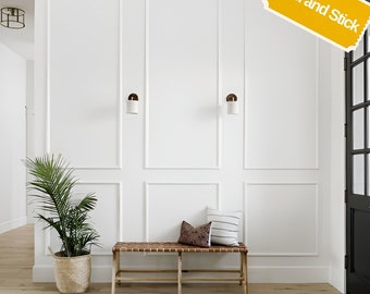 Self-Adhering Ready to assemble Wall molding package, Pre-cut factory primed, Wall paneling kit  3 upper rectangles and 3 bottom Frame,