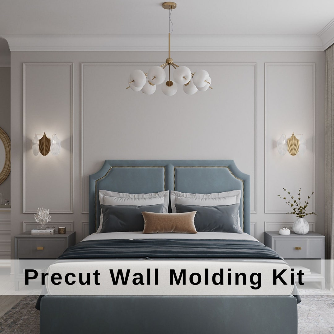 Wall Molding Bedroom Kit, Wainscoting Ready Cut Set, Wall Moulding Package  Wall Trim Kit, Ready to Go Wall Paneling Kit 