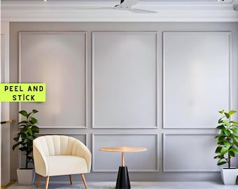 Self-Adhesive Ready to Assemble Wall Molding Pack, Pre-Cut Factory Primed, Wall Panels kit 3 Top Frames and 3 Bottom Frames, Wall Moulding