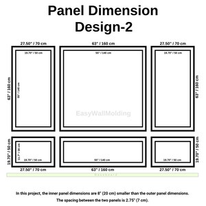 Wall Molding Package Ready to Assemble, Pre-Cut Factory Primed, Wall Paneling Kit - Nested Rectangle Wainscoting Panels, Wall Moulding Kit Design-2