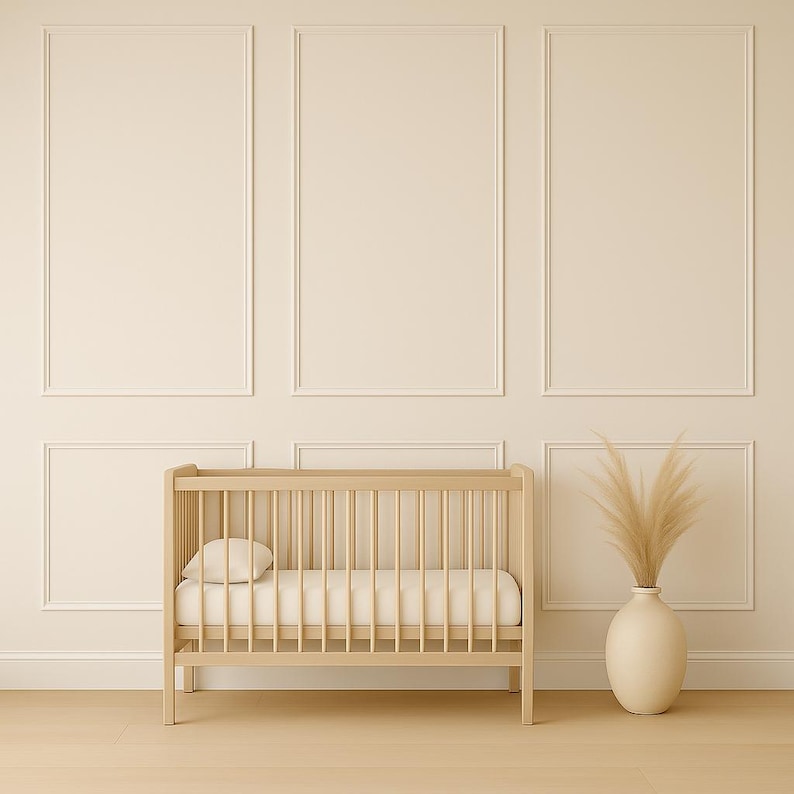 Wall Molding Package Ready To Assemble, Pre-Cut Factory Primed, Wall Paneling Kit - 3 Upper and 3 Bottom Rectangles Wainscoting Panels image 3