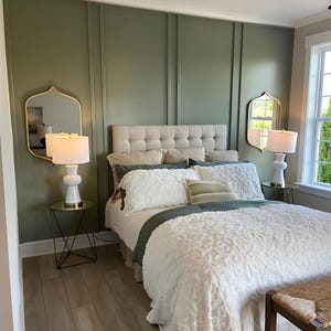 Wall Molding Kit - Wall Molding Assembly - Pre-Cut Factory Lined Wall Panels - Flat Design Wall Molding All Edges Pre-Cut Bedroom Design